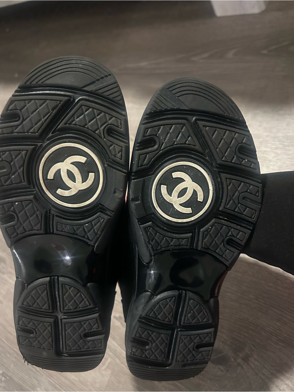 CHANEL Black, White & Brown Logo Sneakers - Picture 8 of 12